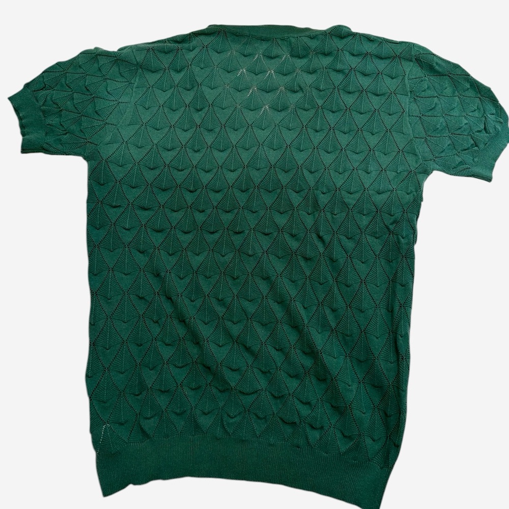 Vintage Green Short-Sleeve Knit Cardigan Sweater. Gently loved. - Picture 3 of 6